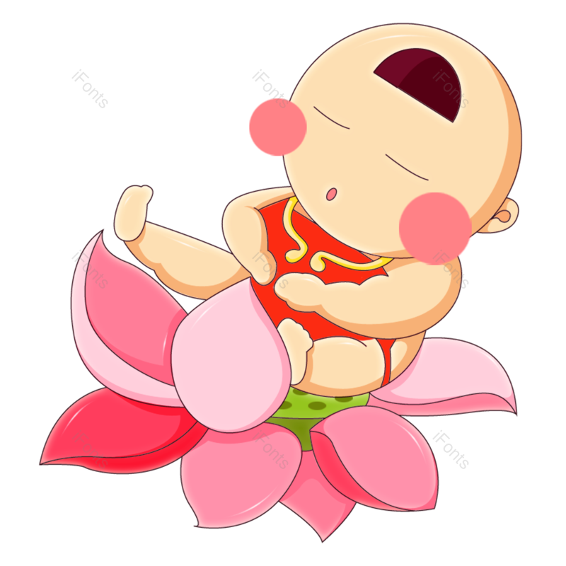 儿童卡通图片,人物元素,可爱卡通人物PNG,莲花免抠素材